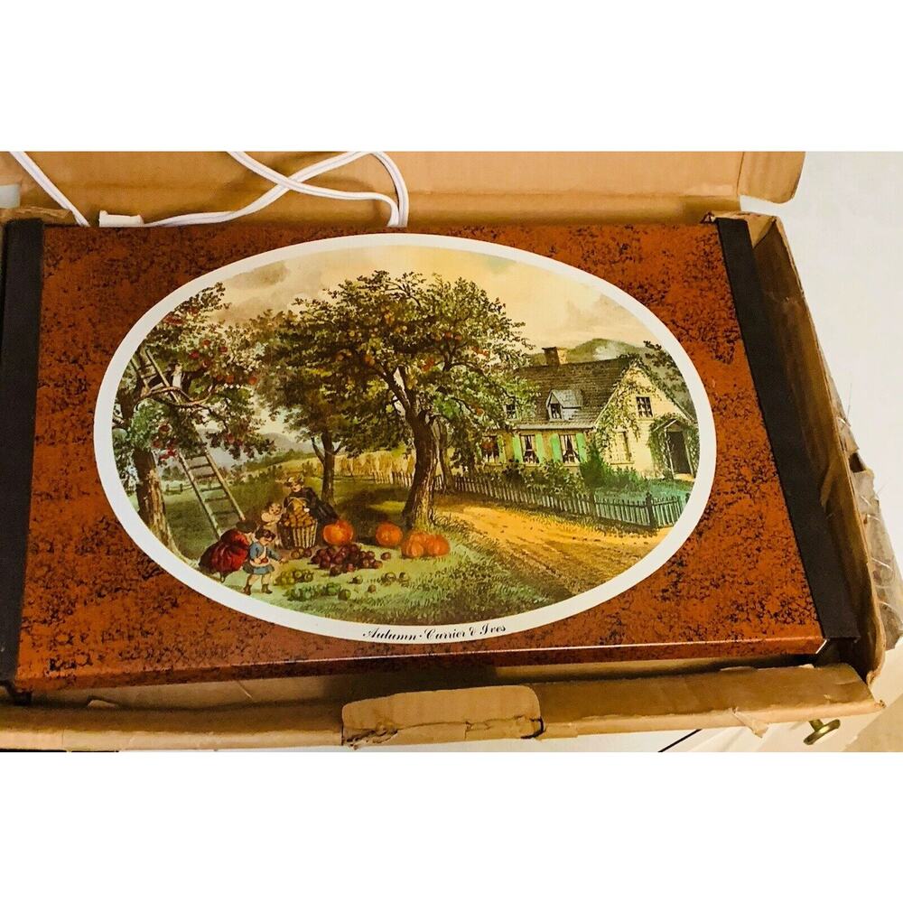 Warming Tray Jasco Autumn Currier & Ives Electric 17" Portable Server Vintage